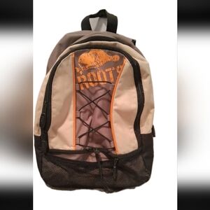 Roots Beige and Black Backpack with Orange Accents